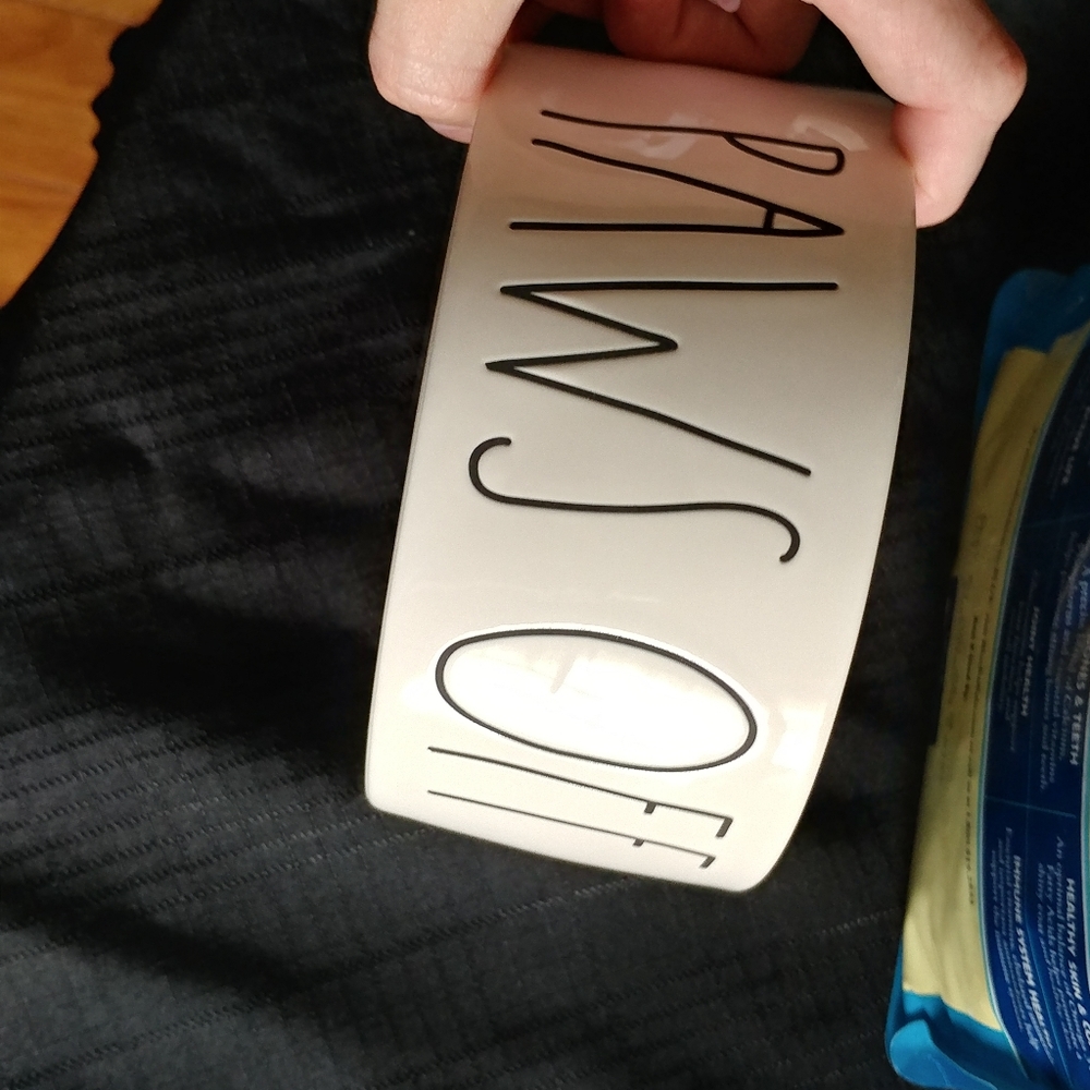 Rae Dunn Paws off dog bowl